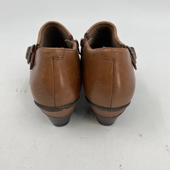 Earth Brown Pleated Buckle Accent Heels | Size 6.5 - Picture 3 of 8